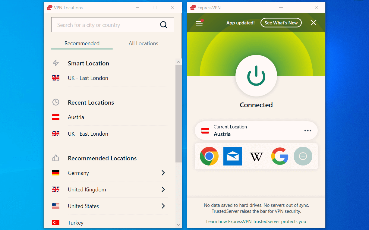 expressvpn connected to austria
