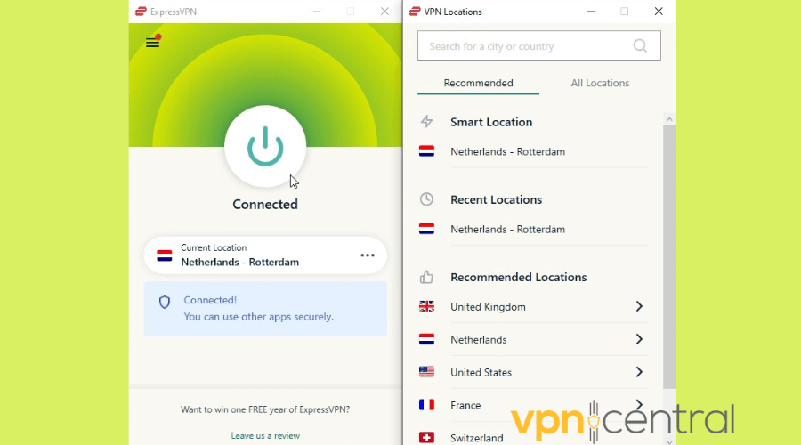 expressvpn connected to netherlands
