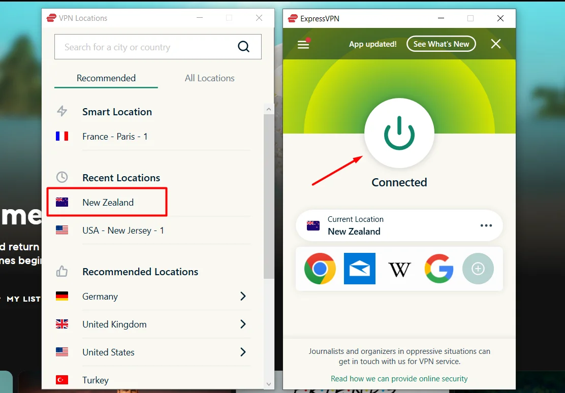 expressvpn connected to new zealand server