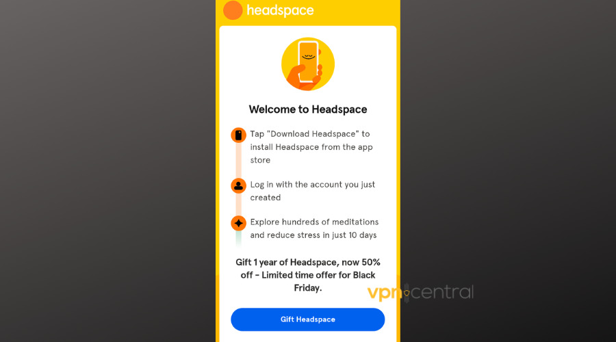 headspace sign up process complete