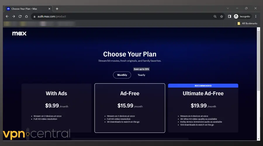 max united states plans pricing