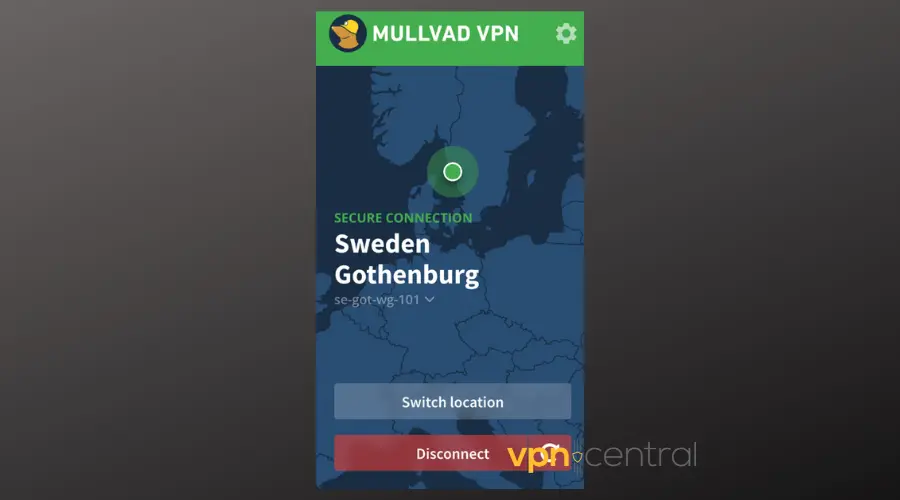 mullvad user interface
