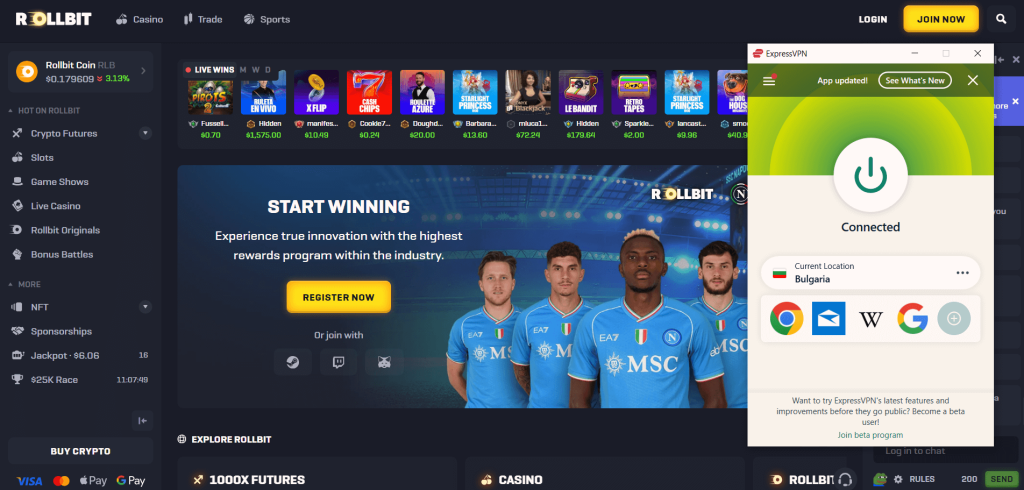 rollbit unblocked in u with expressvpn