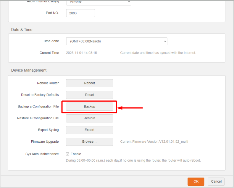 router firmware backup