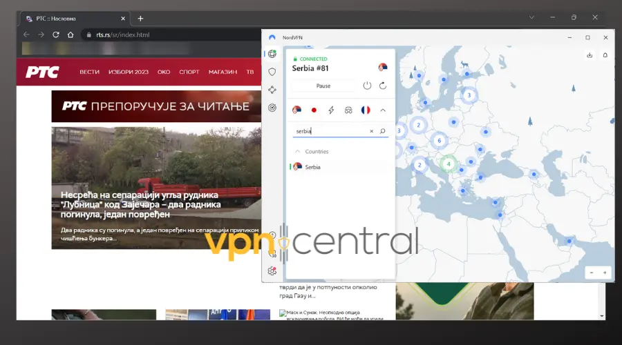 watching serbian tv in usa with nordvpn