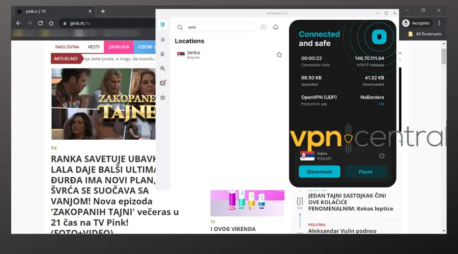 watching serbian tv in usa with surfshark