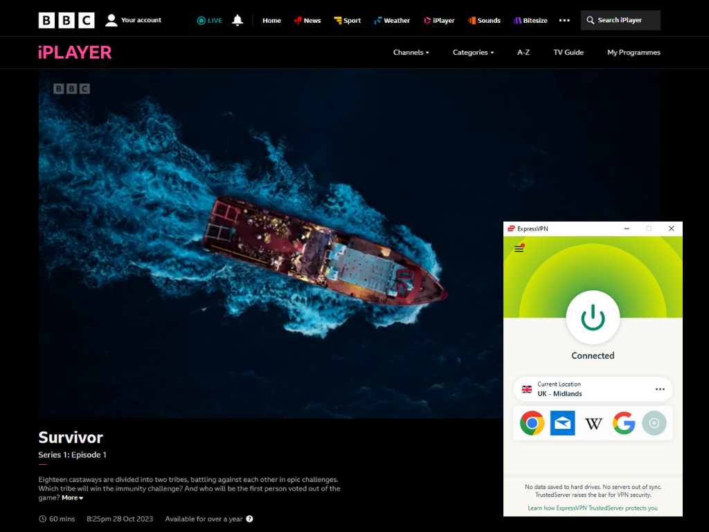 BBC iPlayer stream with ExpressVPN