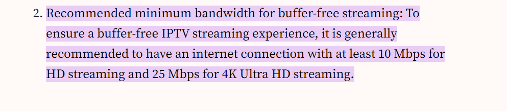 IPTV speed requirements