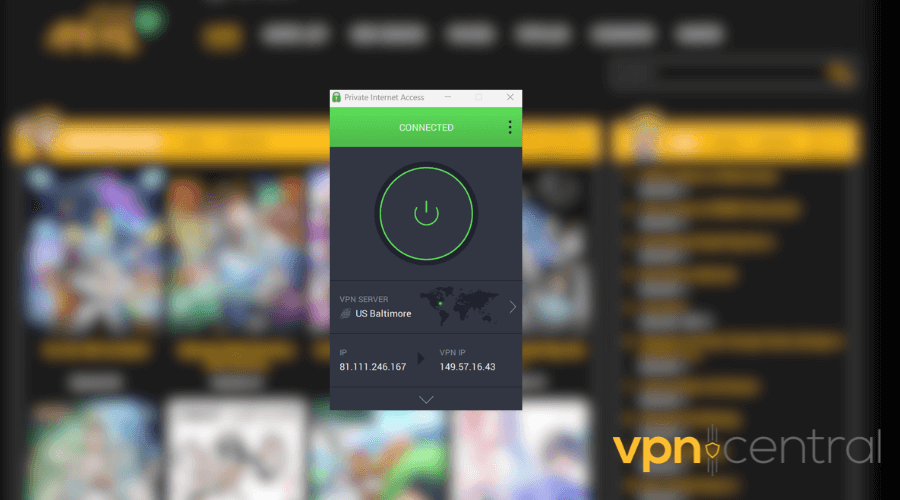 PIA VPN for Gogoanime