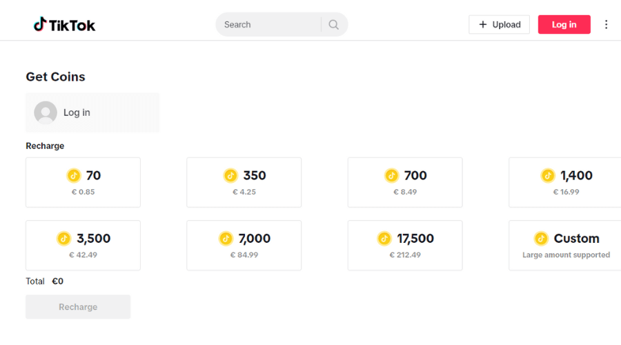 Greece TikTok coin prices