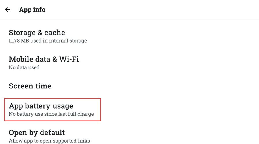app battery usage settings of tivimate app