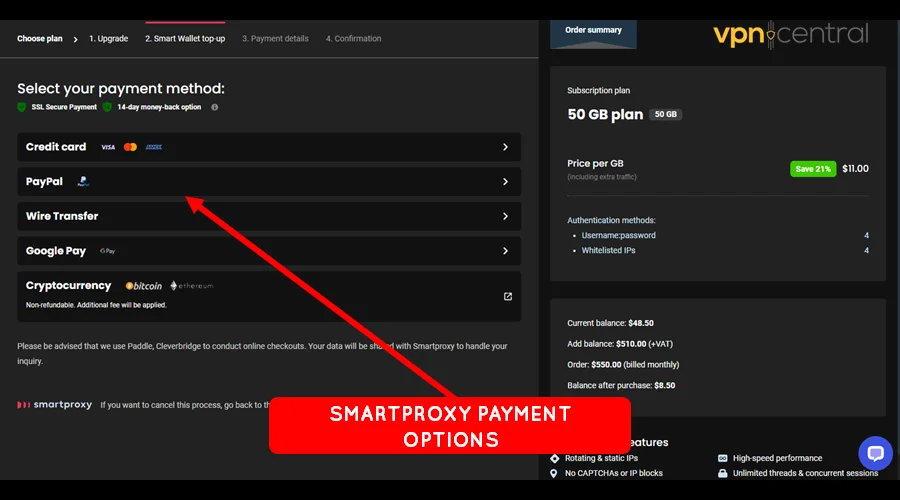 available payment options