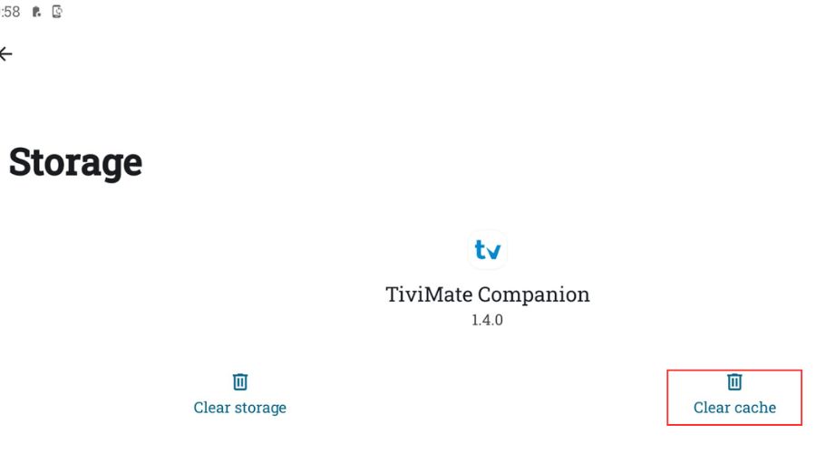 clearing cache on the tivimate app