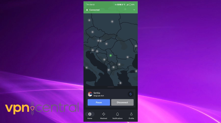 nordvpn belgrade android
