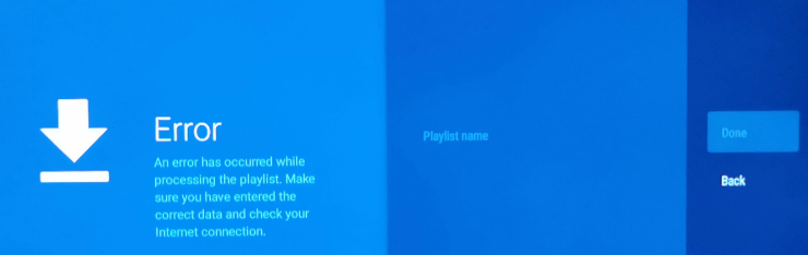 tivimate an error has occured while processing the playlist error message