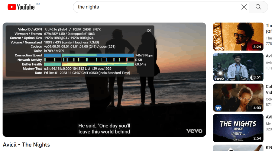YouTube Streaming stats using WireGuard protol