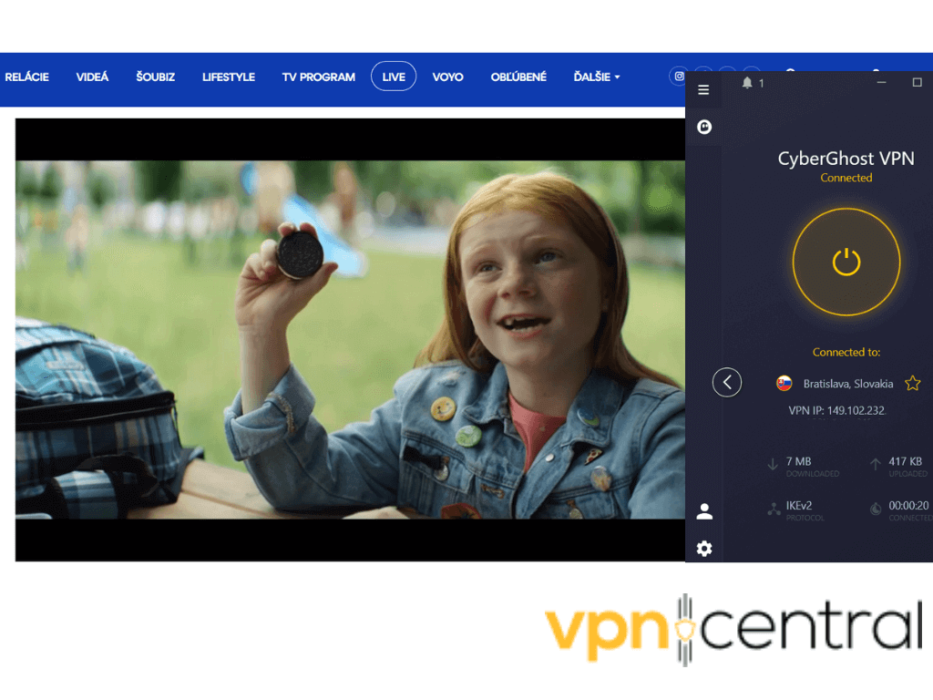 Accessing TV Markiza via VPN
