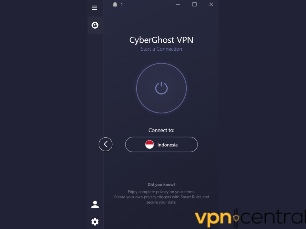 CyberGhost Windows app