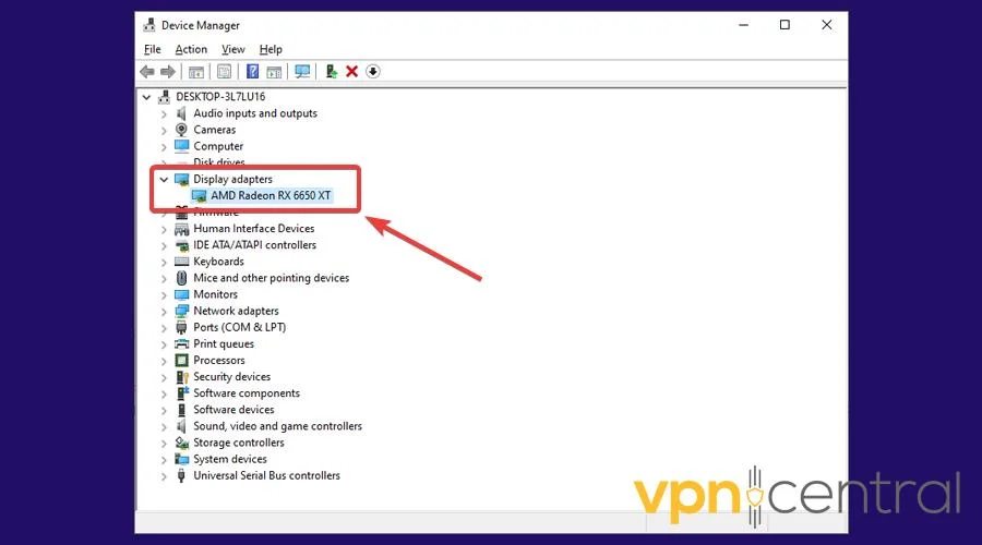 display adapters screen