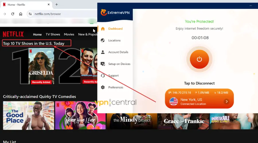 extremevpn streaming netflix us