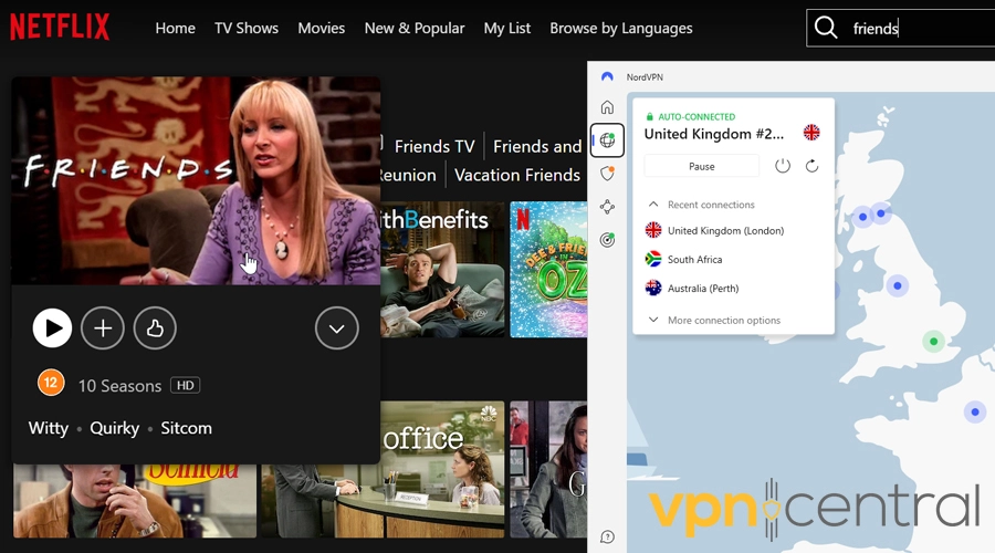 friends on netflix with nordvpn