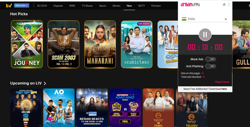 indian tv working in pakistan with urbanvpn