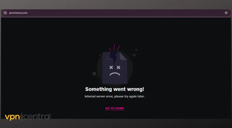 jio cinema error message
