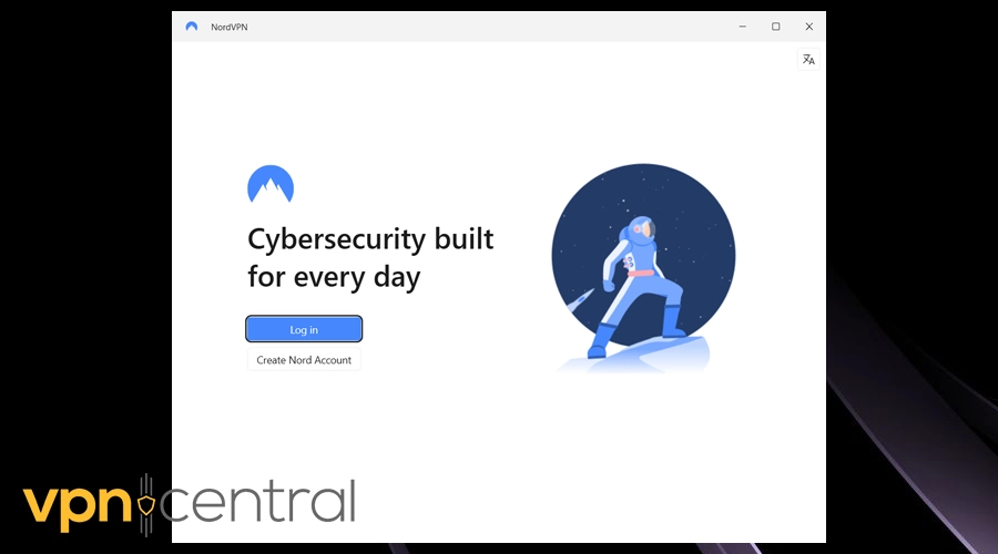 logging into nordvpn