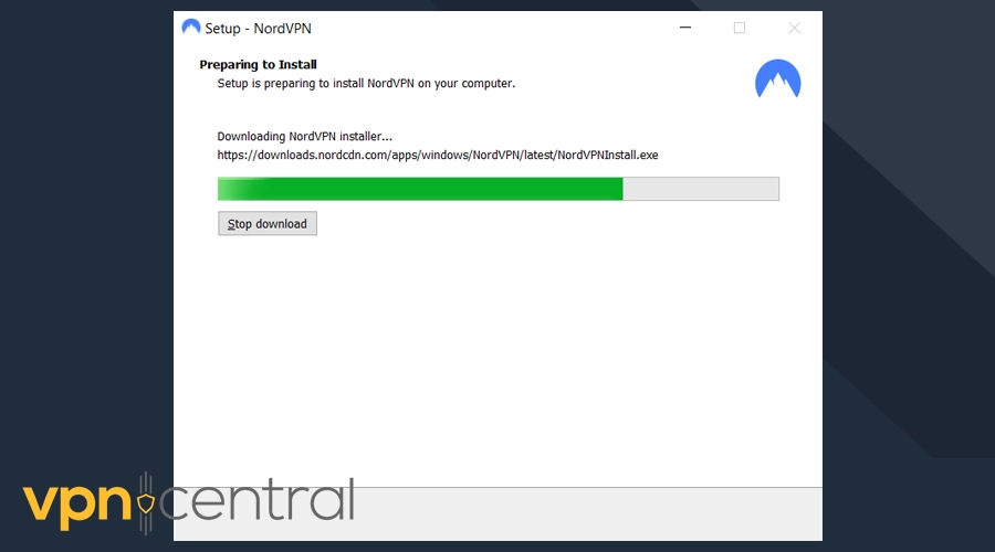 nordvpn installation stage
