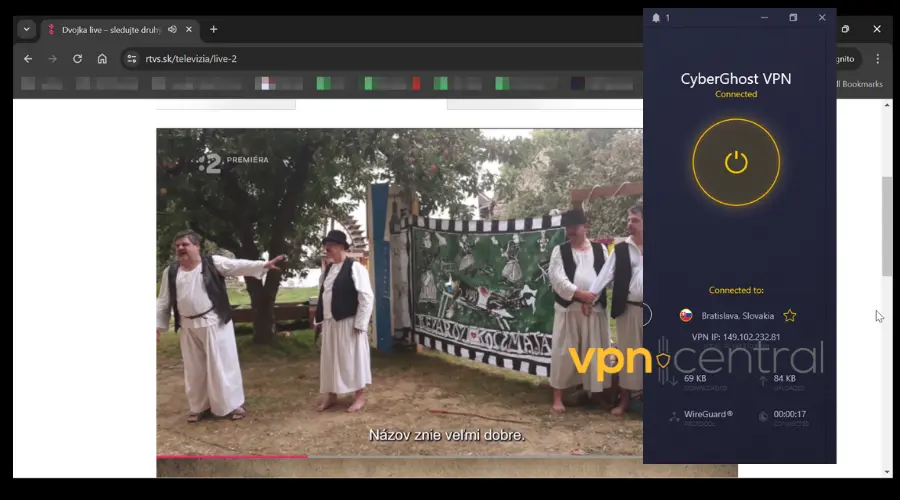 watching slovak tv in usa with cyberghost connected