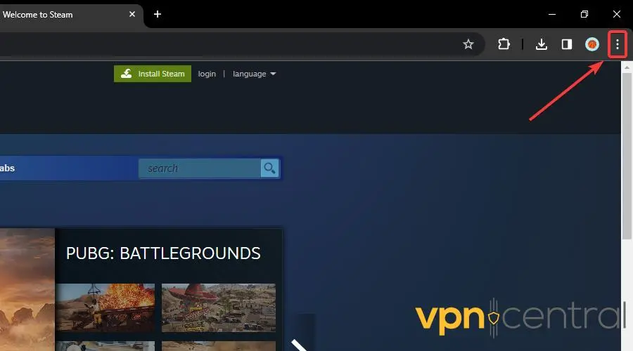 three dots in chrome