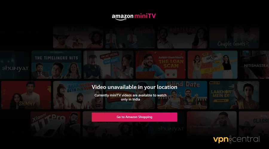 amazon minitv geo-blocking page