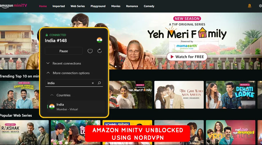 amazon minitv unblocked using nordvpn