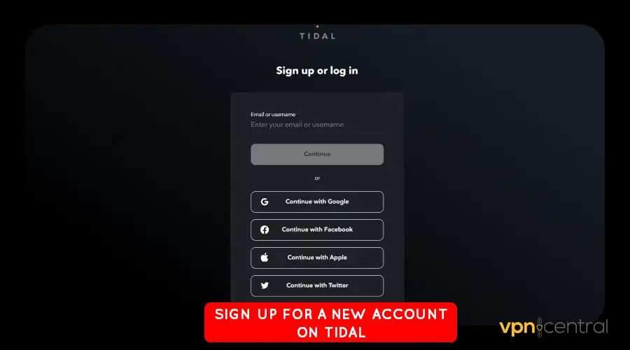create a new tidal account
