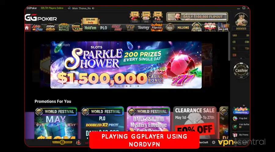 playing ggplayer using nordvpn