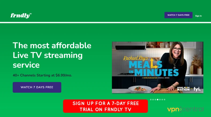 sign up for seven days free trial on frndly