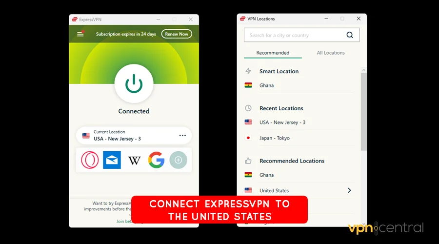 connect expressvpn to the united states