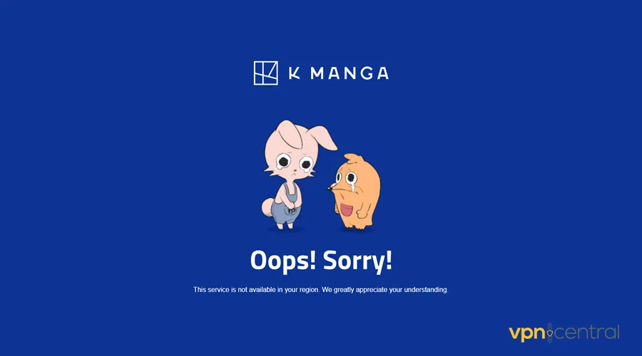 k manga geo-blocking error page