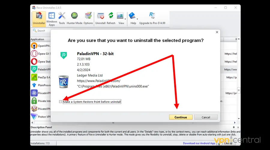 skip creating system restore point