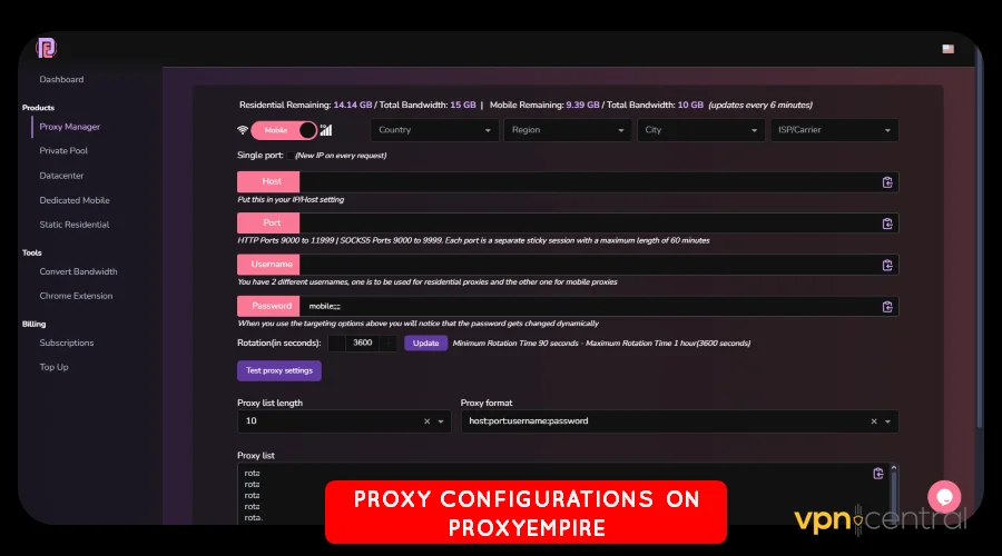 how to configure proxies on proxyempire