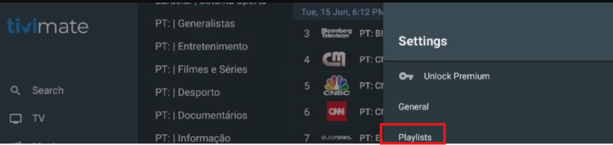 tivimate playlist settings