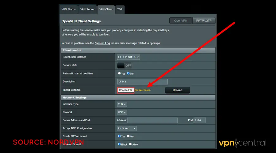 import downloaded nordvpn files to your router