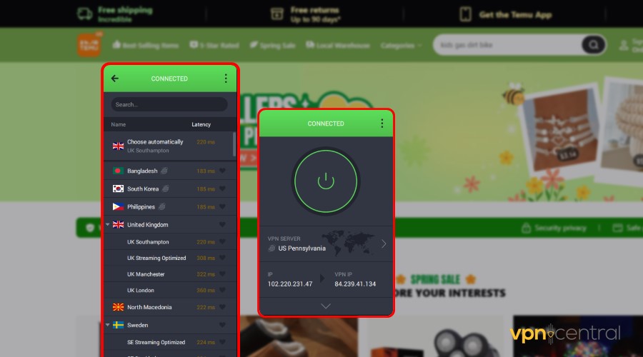 unblock temu in indonesia using private internet access