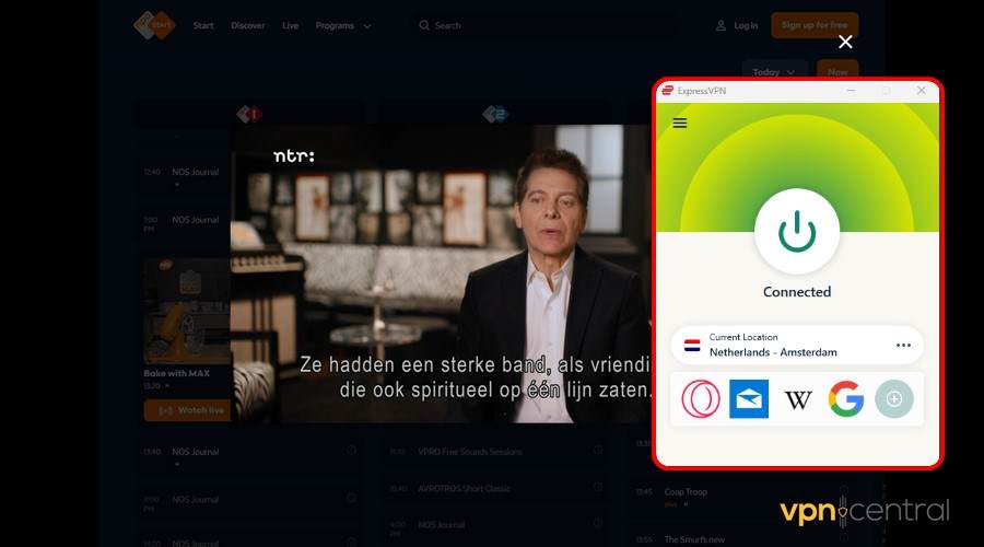 npo start working in spain using expressvpn