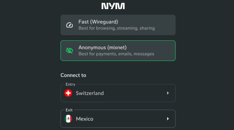 NymVPN interface