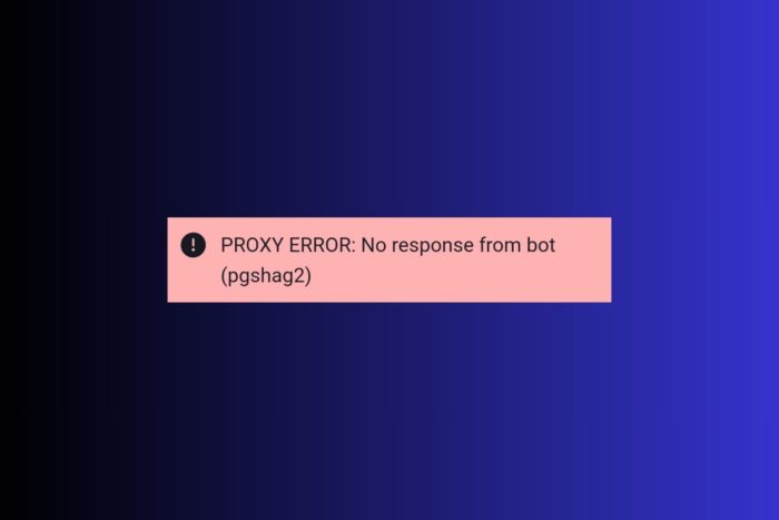Proxy Error No Response From Bot Pgshag2
