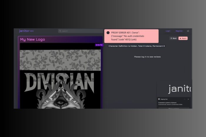 janitor ai proxy error 401