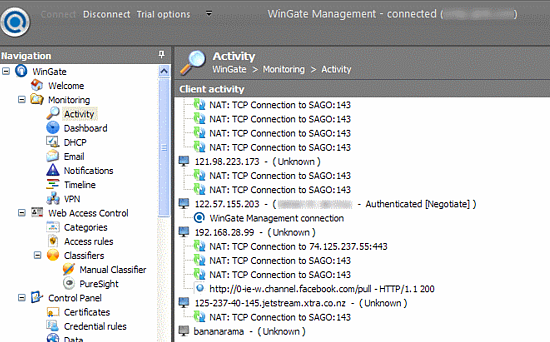 wingate user interface
