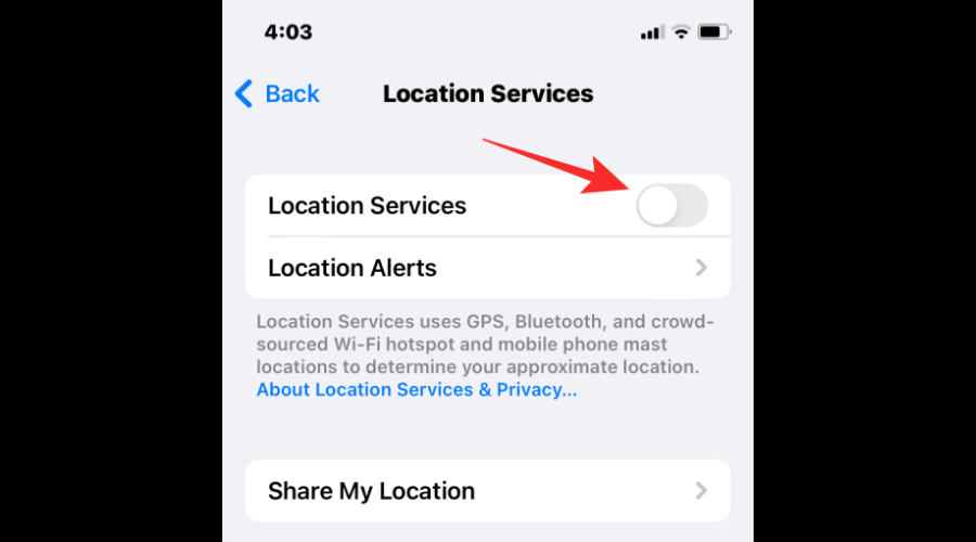 disable location services to fix google maps not working with vpn