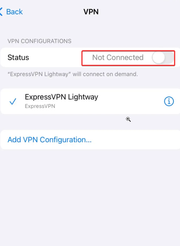 disable vpn on iphone to troubleshoot vpn not working with safari